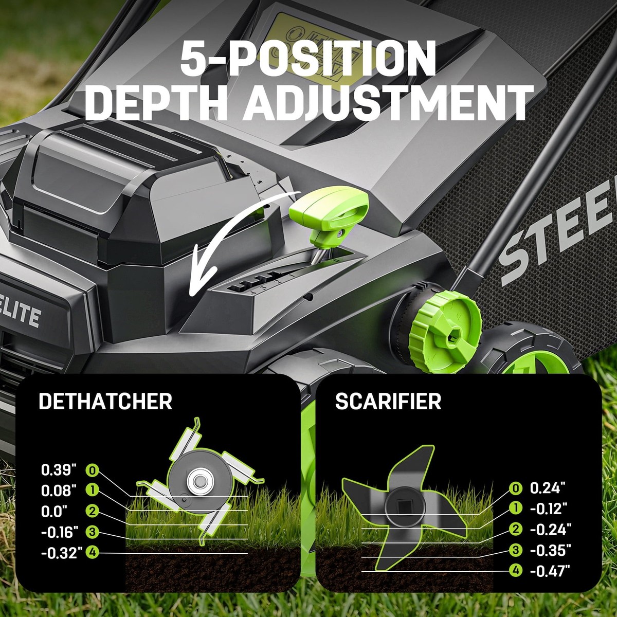 Deli STEELITE 42V 15'' Cordless Dethatcher and Scarifier with 2x4
