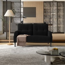 Black Corduroy Fabric Comfortable Double Sofa Suitable For Living Rooms