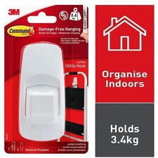 COMMAND JUMBO UTILITY HOOK WHITE 1 HOOK 4 STRIPS DAMAGE FREE HANGING 6.05 per strip