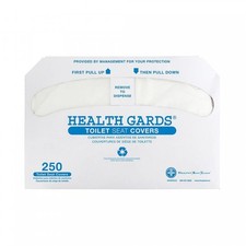 Health Gards Toilet Seat Covers, Paper, White, Half Fold, Disposable, 250 Count