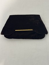Vintage 50s Brown Velvet Fold Over Clutch Dance Purse Vanity Bag Compact