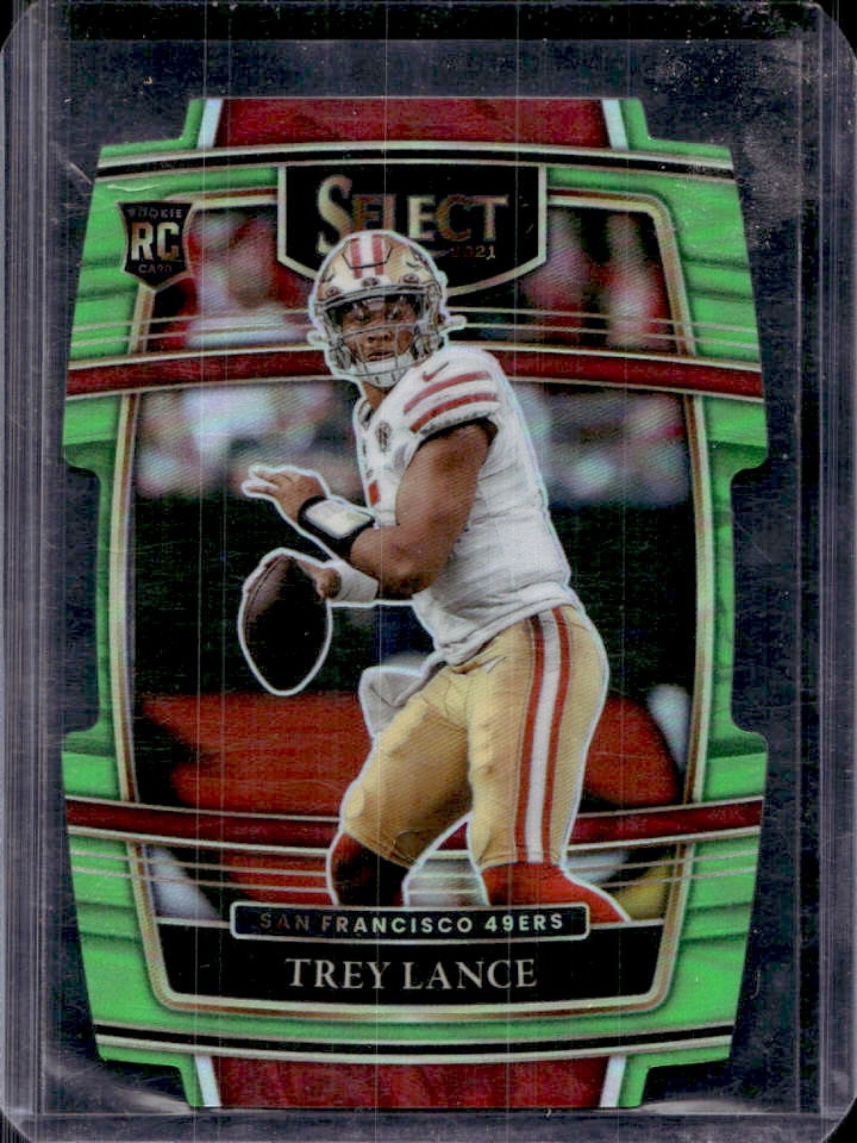 2021 Select Trey Lance RC Neon Green Prizm Die Cut Concourse #193/349 49ers