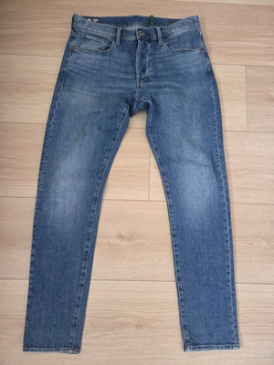 G-Star Raw 3301 Slim Men Jeans 32X32 *actual 35 Blue Stretch 5 Pocket Button Fly