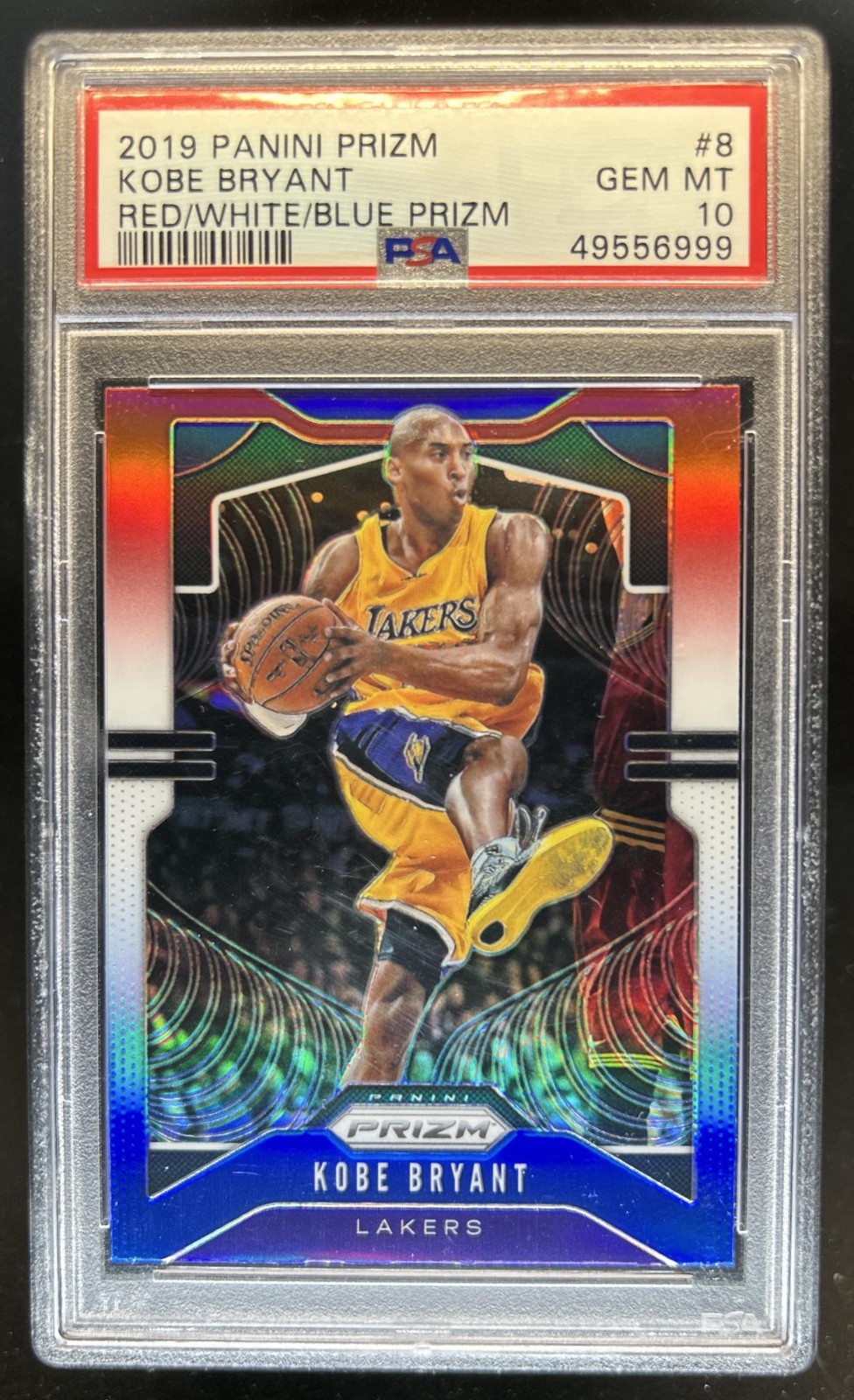 2019-20 Panini Prizm Kobe Bryant Prizm Red White and Blue #8 Lakers PSA 10 view 1