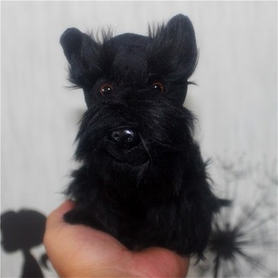 Mini Black Schnauzer Plush 7'' Cute Realistic Stuffed Animal Dog, Soft Toy Gift