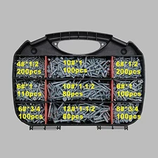 T.K.Excellent Wood Phillips Flat Head #4#6#8#10#12 Screw Assortment Kit 1050 Pcs