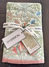 2 Morris & Co. William Morris Woodland Weeds Floral Velour HAND Towels NWT