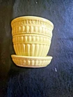 McCoy Vintage Beaded Yellow Flower Pot Planter and Saucer