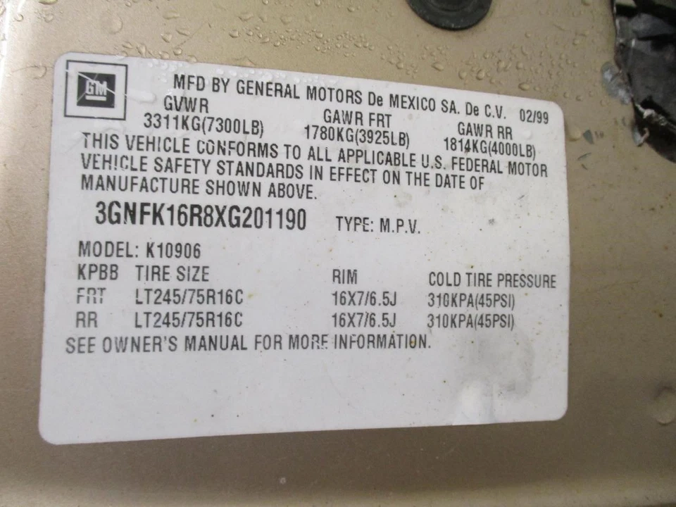 Chevrolet Suburban 1500 1999 Front|Left Left Airbag 3670 Foto 4 de 4