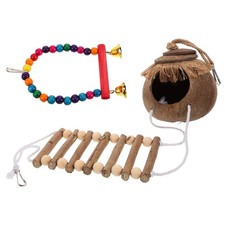 Natural Coconut Shell Bird Nest Hanging for Parakeets Assorted Color Wooden Nest
