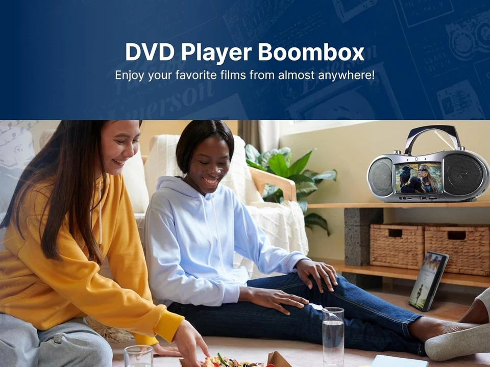 Reproductor de DVD Boombox Bluetooth Emerson EDL-2560H con pantalla LCD de 7"" y radio Foto 3 de 4