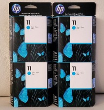 LOT of 4 Genuine HP 11 CYAN C4836A Ink Cartridges for DesignJet, OfficeJet, ...