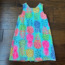 Tommy Bahama Girl s Pineapple Shift Dress Sz S Colorful Summer Beachy