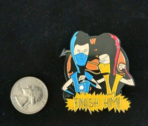 Beavis And Butthead X Mortal Kombat Scorpio Sub Zero Funny Custom ENAMEL PIN 90s - Picture 3 of 4