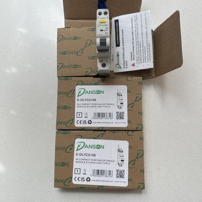 3 x DANSON Compact RCBO 6kA 1P+N B Kurve 30mA Typ A Einzelmodul 6A