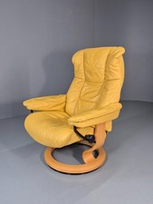 Stressless Swivel Recliner Chair  Ekornes Yellow Leather 1990s EB11574 MWOO