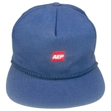 Vintage 80's AEP America's Energy Partner Rope Trucker Hat Cap Strapback Blue