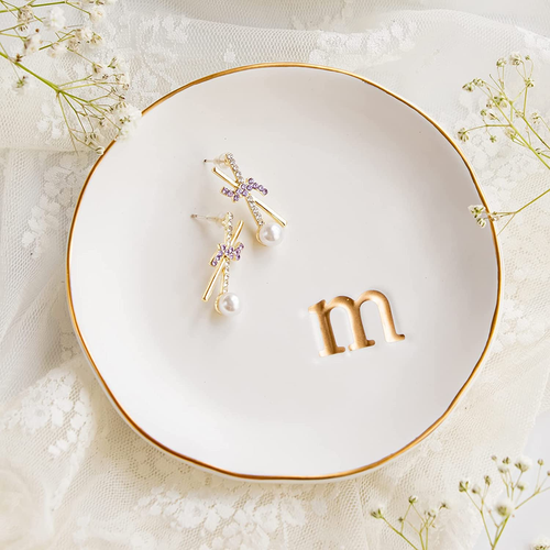 Ceramic Jewelry Tray, Decorative Trinket Dish for Rings, 4.75", White - Picture 12 of 12