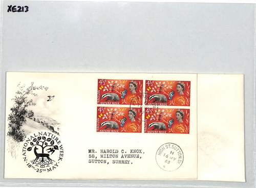 GB QEII 1963 FDC Nature Week BLOCKS OF FOUR Illustrated First Day Covers{2}XE213 - Picture 9 of 12