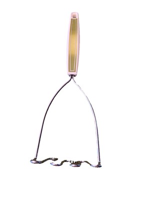 Vintage Ekco White And Avocado Green Potato Masher  USA Kitchen Utensil