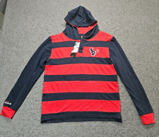 Houston Texans NFL navy red striped long sleeve hooded shirt youth Lg 14-16 NWT