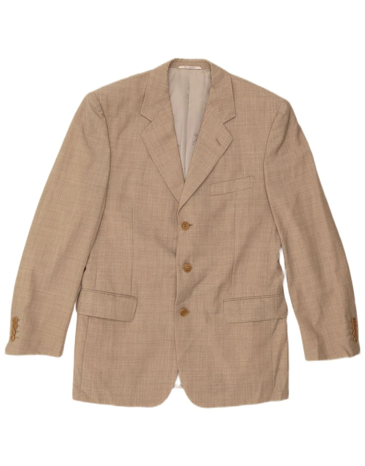 Biagiotti Mens 3 Button Blazer Jacket IT 48 Medium Beige Virgin Wool DH25