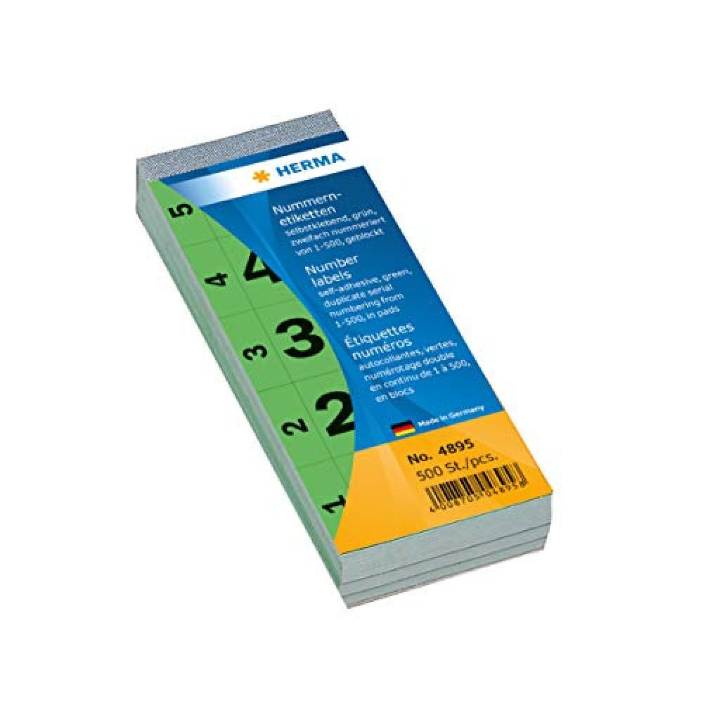 Herma Number blocks self-adhesive 1-500 green 28x56mm - NUOVO