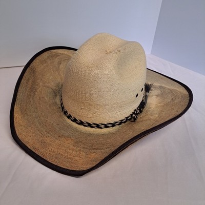 AUTHENTIC NICOL HATS Resin Coated Straw Western Style Brown Hat  Sz M