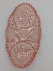 Vintage EAPG pink Hobstar Sawtooth Oval Depression Glass Trinket Tray Dish