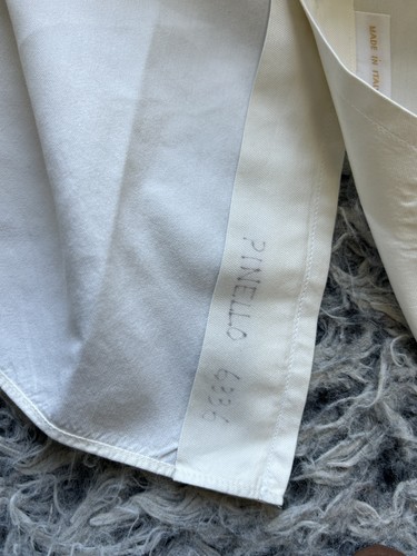 Camisa de vestir Brioni para hombre mediana beige mezcla de seda manga larga abotonada Italia - Imagen 7 de 12