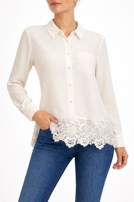 EQUIPMENT REESE CROCHET BOTTOM SILK BLOUSE IVORY SIZE XS ''NWT''
