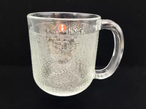 iittala KROUVI Finland 50cl Textured Glass BEER Mug w. i Label Oiva Toikka