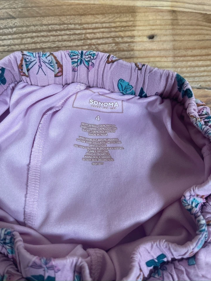 Saia borboleta rosa babado vestido shorts parte inferior Sonoma Goods For Life meninas tamanho 4 - Imagem 2 de 4