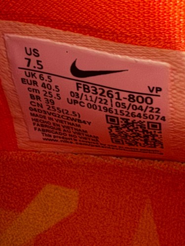 Nike KD15 Peach Jam EYBL UNRELEASED Laser Orange Black FB3261-800 Men’s Size 7.5 - Picture 6 of 7