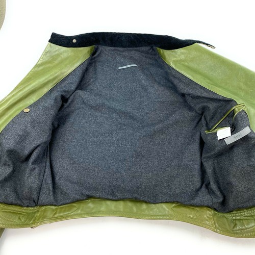 Bally Switzerland Distressed Italy Avocado Calf Leather Moto Jacket Men Sz 50 L - Picture 8 of 12