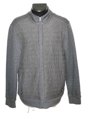 Structure Slim Fit Midweight Full Zip Quitlted Front Cotton Blend Jacket Gray XL