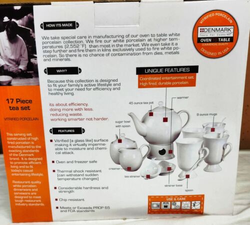 TableTops Unlimited 17 Piece Tea Set; "Denmark - Tools for Cooks" White - Picture 4 of 4