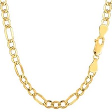 14k Yellow Real Gold Filled Solid Figaro Chain Necklace, 4.0 mm, 18"