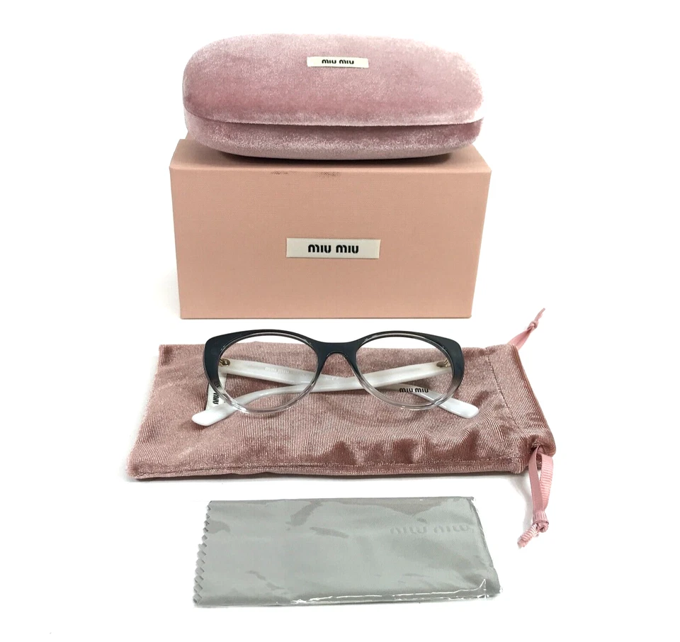 Miu Miu Eyeglasses Frames VMU06T 114-1O1 Gray Clear Fade Sparkly White 50-18-140 - Image 2 of 4