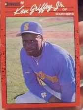 Ken Griffey Jr. 1990 Donruss Error Card, Blue Dot, No Period After Inc