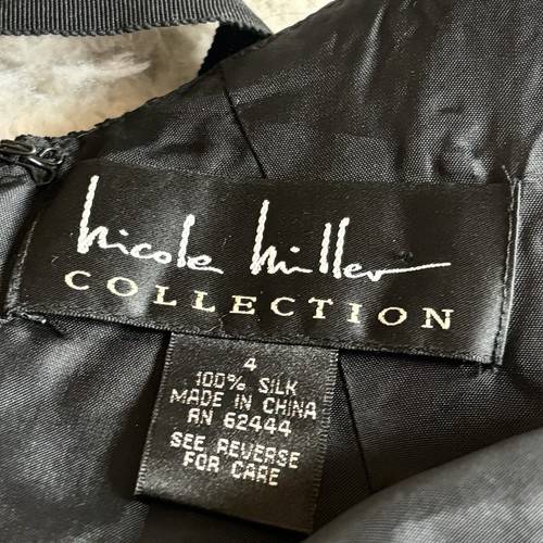Nicole Miller Collection Silk Lace Cocktail Dress Cutout Back Tie Black Vtg 90s - Picture 8 of 11