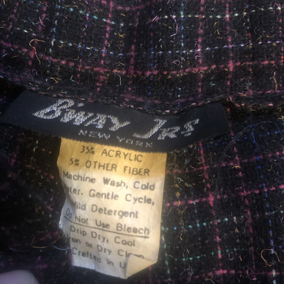 VTG 80s B’way Jrs Wool Plaid Pants Womens Size 3 XS Black Multicolor High Rise - Image 3 of 4