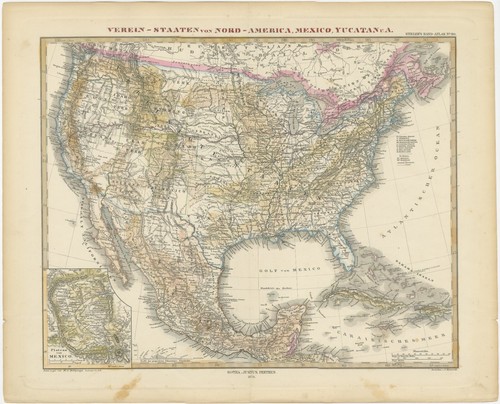 Antique Map with Hand Coloring of the United States and the Caribbean - 第 1/1 張圖片