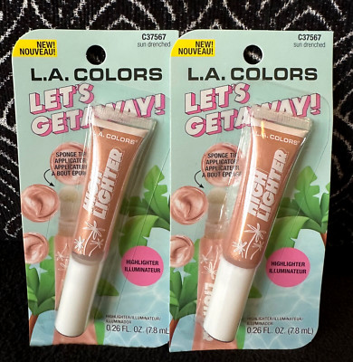 2pk LA COLORS LETS GETAWAY SUN DRENCHED C37567 NUDE ROSE CREAM GEL HIGHLIGHTER
