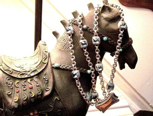 SCOTT KAY STERLING SILVER MULTI LINK & LONDON BLUE TOPAZ BRACELET $2600 + - Picture 10 of 11