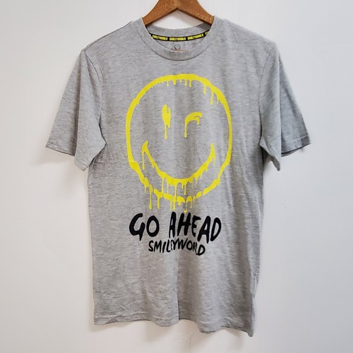 Smiley World Shirt Men Medium Grey Go Ahead Smile Graphic Tee - Picture 2 of 11
