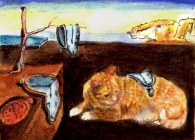 BCB Orange Cat Persistence of Memory Dali Print of Painting size