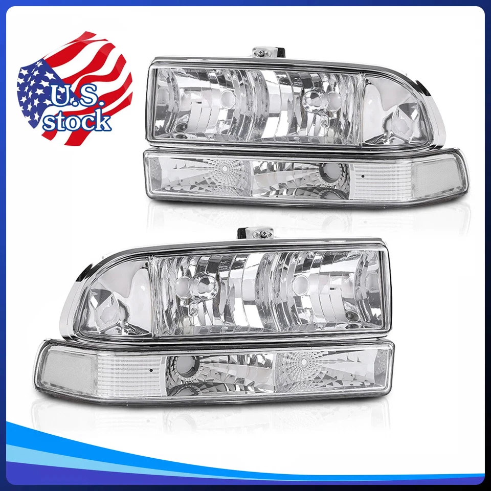 Faros esquineros transparentes cromados/cromados para Chevy S10 Blazer 98-04 con faros de parachoques Foto 2 de 4