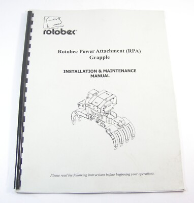 #ad #ad Rotobec Power Attachment Grapple RPA Installation Maintenance Manual Book OEM $59.29