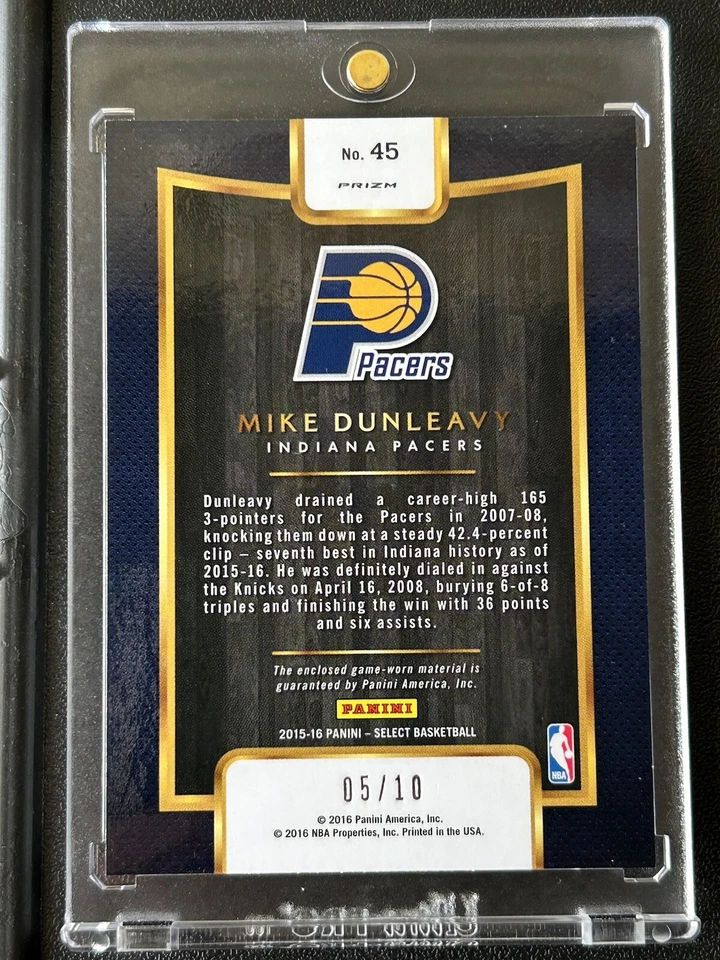 2016 Select Throwback Gold Mike Dunleavy Pacers /10 Game Worn Jersey 3 Color - Image 2 of 2